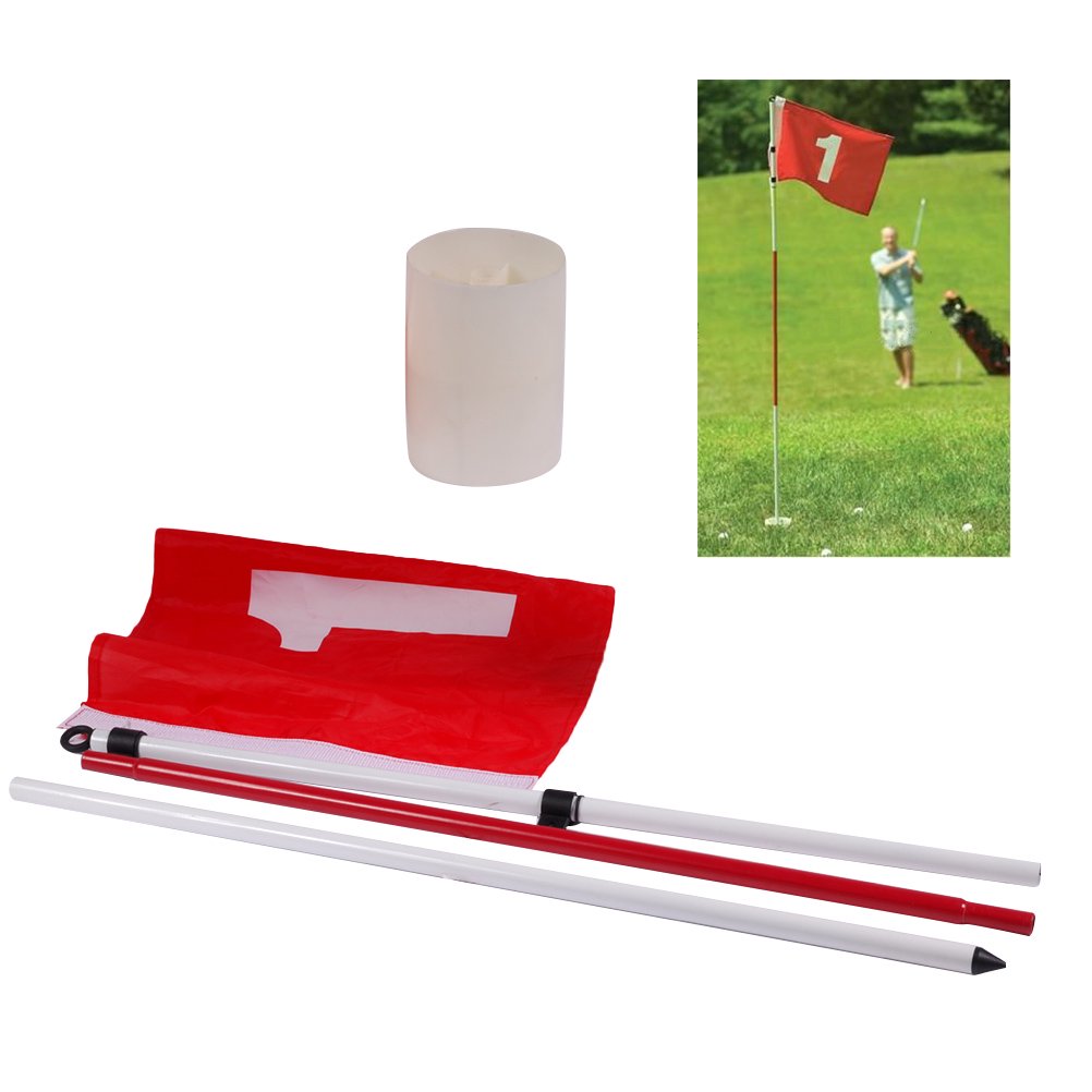 Banner Flagpole Flags Golf Green Putting and Poles 5 Section Flagstick Hole Cup