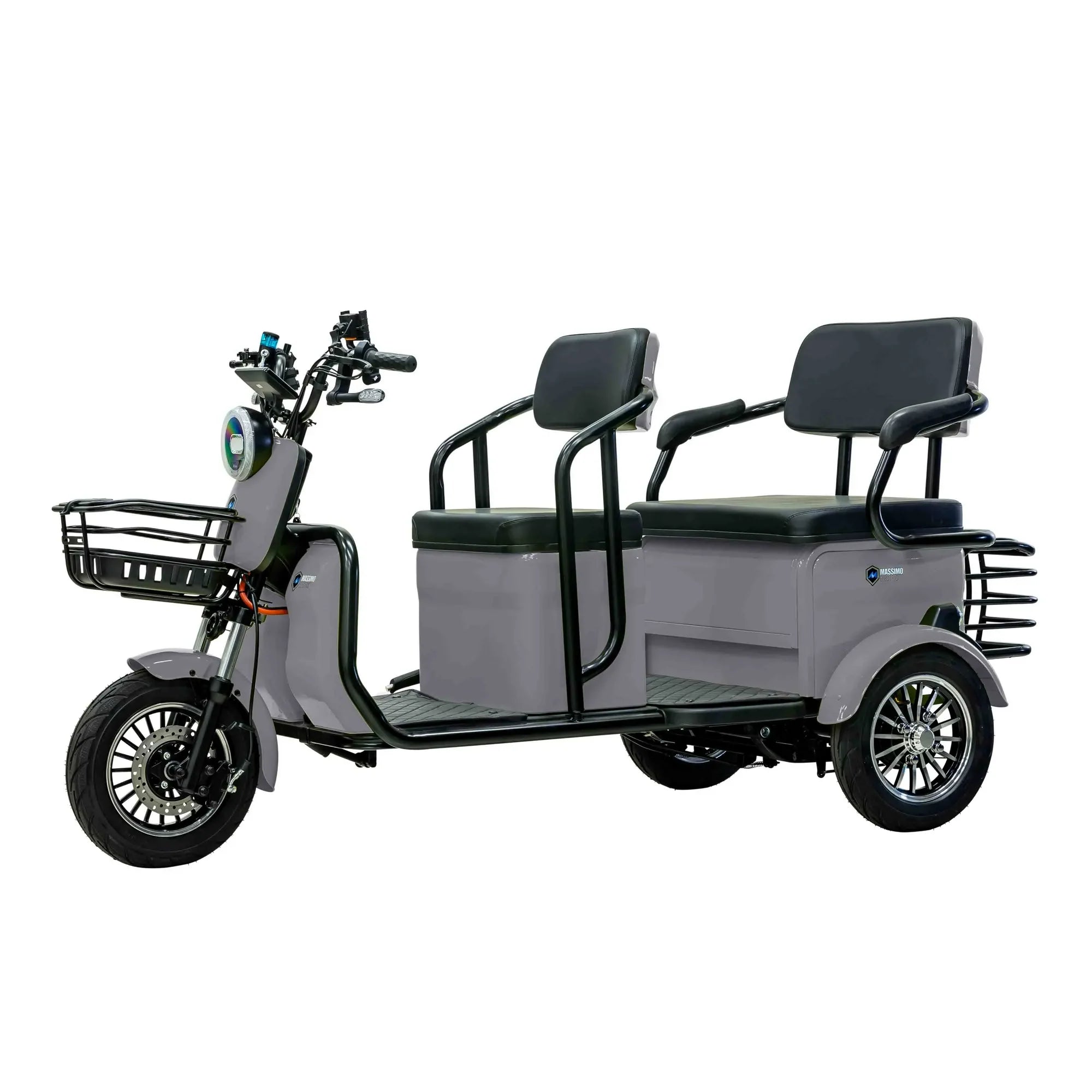 Massimo MGC 800W 3-Seat (Scooter) with Front and Back Storage Golf Cart - Gray